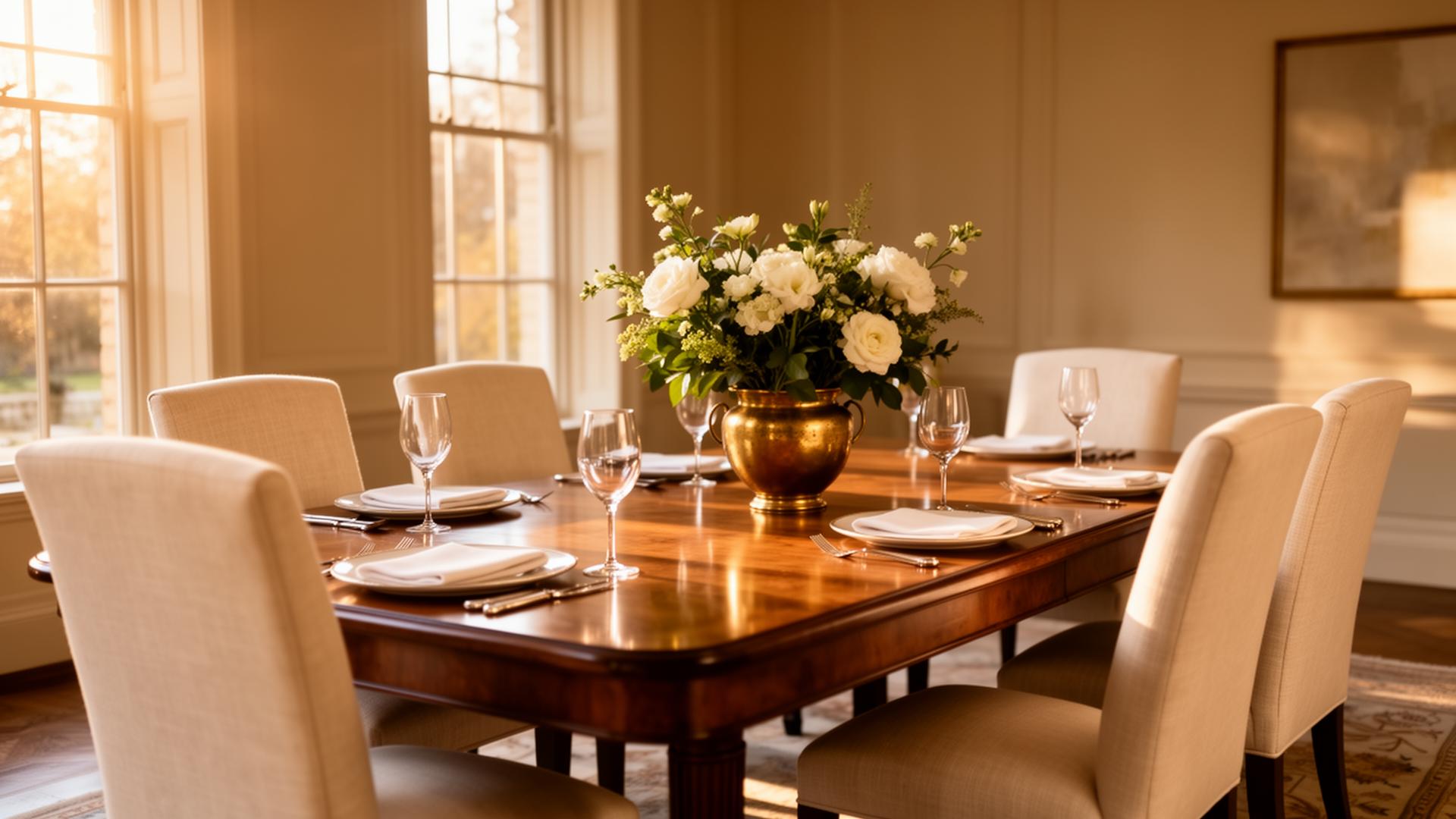 Classic dinetc. dining room at golden hour